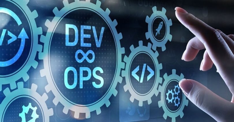 DevOps workflow illustrating automated software development and security