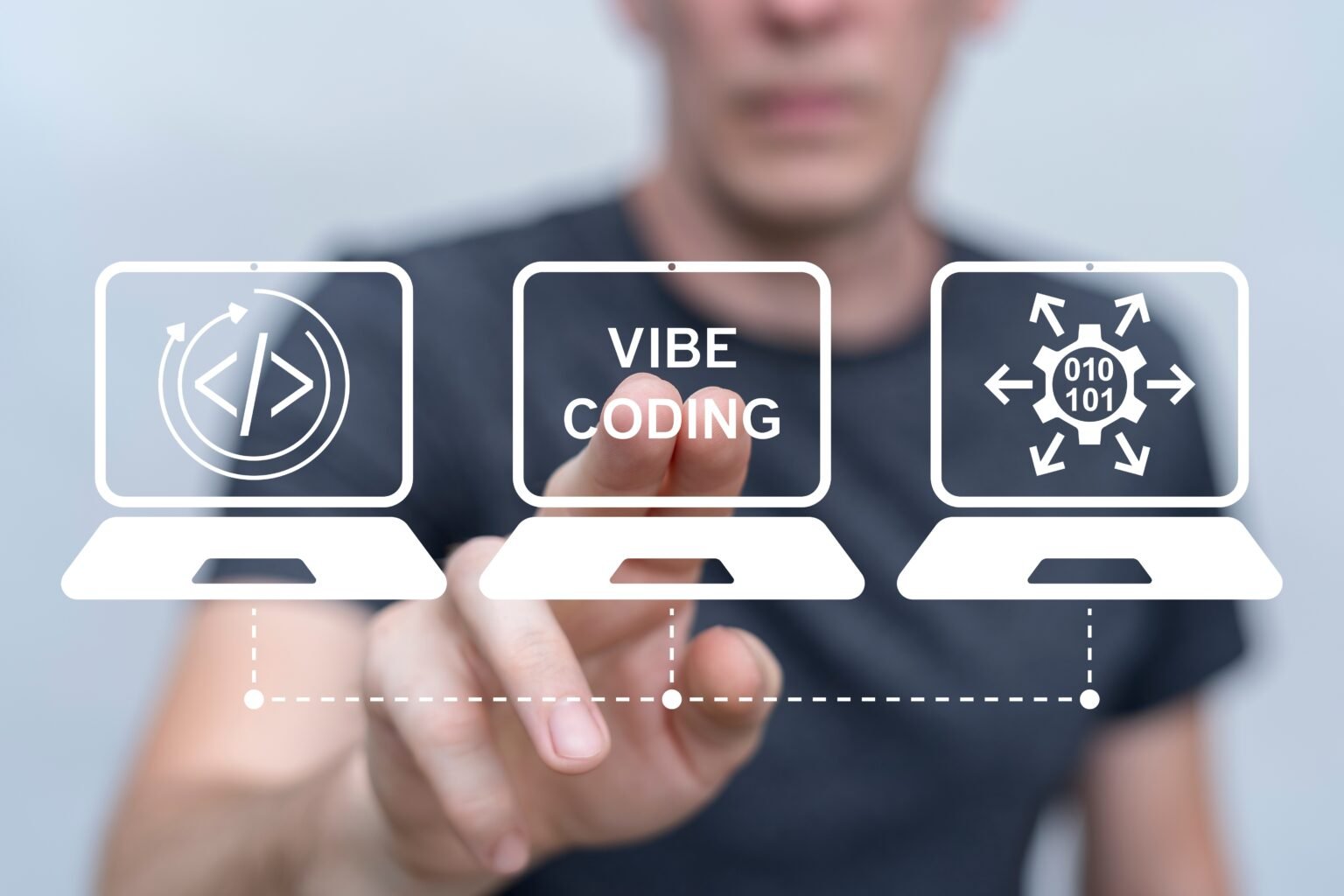 Persoon die kiest tussen coding, vibe coding en agentic development