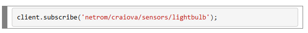 Codevoorbeeld voor het abonneren op een MQTT-topic met MQTT.js.