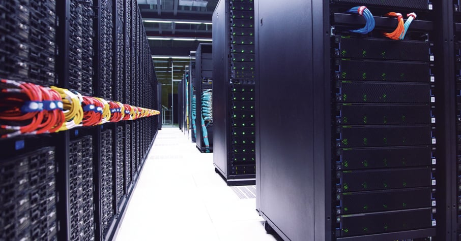 Server room with network cabling and IT infrastructure