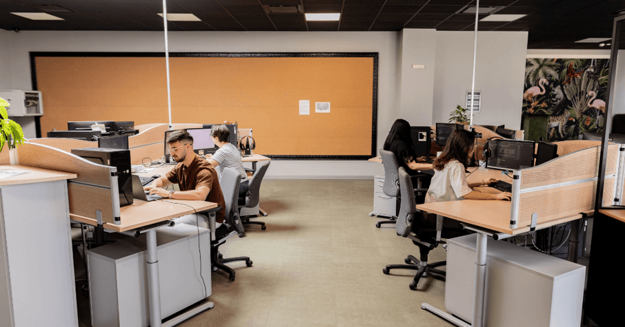 Software development team working in the office