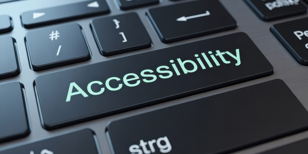 Keyboard with a highlighted key for digital accessibility