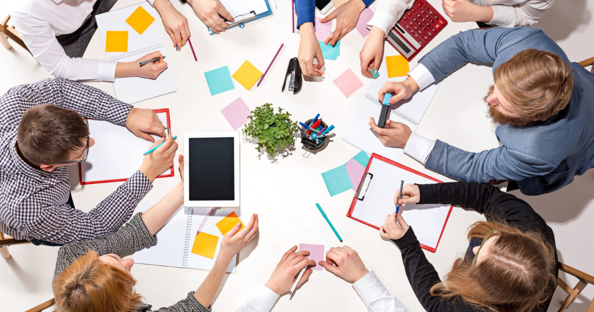 Product team discussing priorities during a collaborative planning session